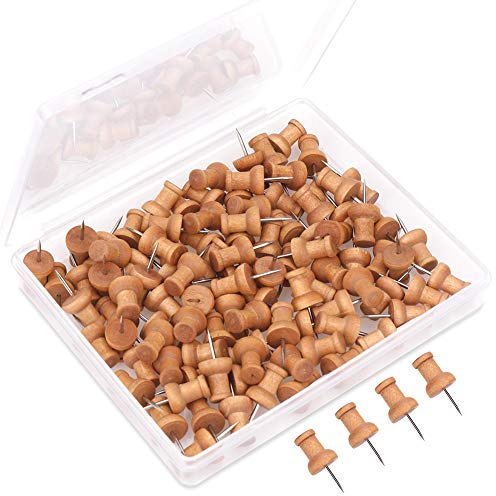 H&S 100 Holz Pinnadeln – Pins für Pinnwand - Plastikfreie Reißzwecknadeln - Stecknadeln mit Ko - Pin Nadeln ideal für Korkwand - Pinnwandnadeln - 100x Pin Nadel - Pinnwand Nadeln
