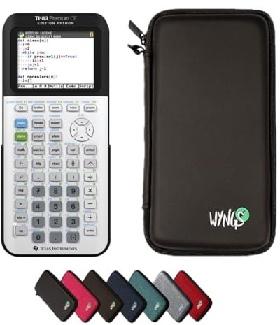 Texas Instruments CALCUSO Pack économique: TI 83 Premium CE Python Edition Calculatrice Graphique + étui de Protection WYNGS Noir + Garantie étendue de CALCUSO