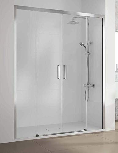 Box doccia frontale – 2 ante fisse e 2 porte scorrevoli – Vetro di sicurezza da 6 mm – Modello 4 (168-174 cm)