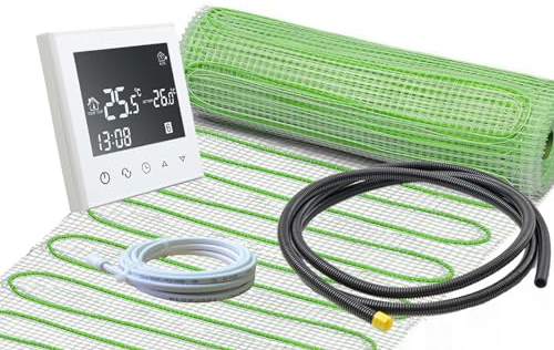 Elektrische Fußbodenheizung UltraPro für Fliesen 160 W/m² Komplett-Set mit Thermostat RT-50 weiß (1 m² - 0,5 x 2 m)