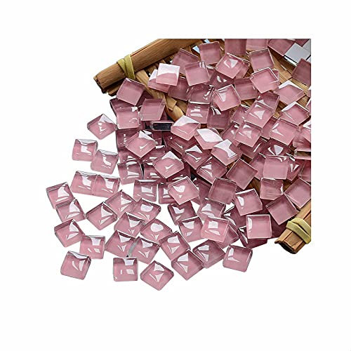 Lot de 100 carrés de mosaïque en cristal rose pour travaux manuels, cadres photos, bijoux, sous-verres - 1 x 1 cm