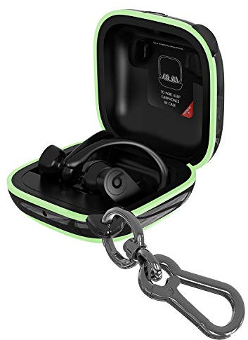Compatible Powerbeats Pro Case Cover, Full Protective Shockproof Anti-Slip Silicone Case for Beats Powerbeats Pro (Black Edge+Matcha Green)
