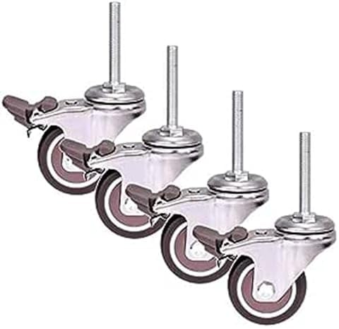 2 Pollici 50mm Spinge M8 × 50 Millimetri Discussione Mobili Ruote Silenzioso Universale Girevole Heavy Duty in Gomma con Freno for carrelli Culla Vino Carrello 200KG - 4PCS (Vite)