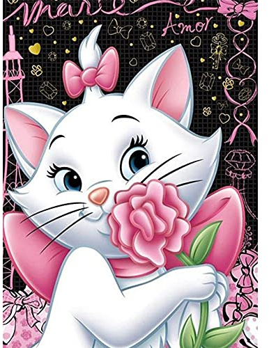 dogmoon DIY 5D Diamant malerei Kits, Weiße Katze Diamond Painting, 5D Adult Diamond Painting Kits, Malen Nach Zahlen Diamant, Diamant Painting Bilder Arts Craft für Home Wand-Decor(30x40cm)
