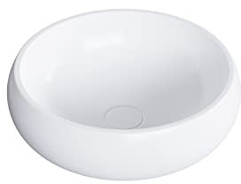 BERNSTEIN® Handwaschbecken NT8559 Ø40cm Aufsatzwaschbecken Waschtisch Waschbecken Waschschale aus Mineralguss, Gäste-Waschbecken in Weiß Matt, Mit Ablaufgarnitur, mit zusätzl. Blende in Weiß