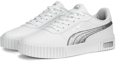 PUMA Carina 2.0 Space Metallics Sneakers Damen Sneaker, White-Matte Silver-Silver, 36 EU