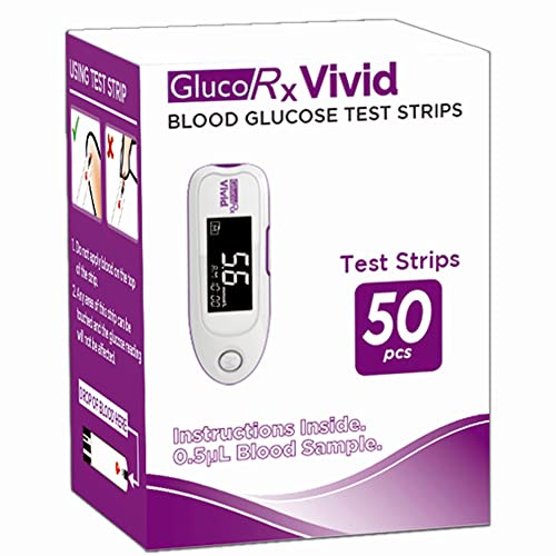 GlucoRx Vivid Blood Glucose Test Strips (50 Pcs), Purple