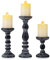 Inweder Rustikales Holz Kerzenhalter Säule - 3 Teiliges Holz Kerzenhalter Set Säulenkerzenhalter Set Distressed Schwarz Teelichthalter für Hochzeits Mittelstücke Bauernhaus Zuhause Raumdekoration