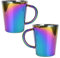 2 Pack Stainless Steel Coffee Cup, 300ml Rainbow Travel Coffee Mugs with Handle Double Layer Milk Cups Insulated Hot and Cold Drink Glasses