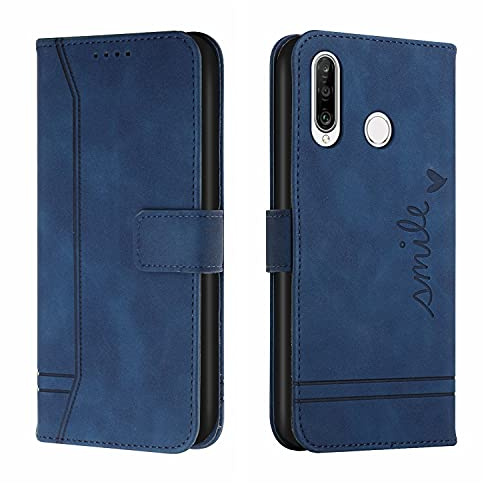 Bravoday Hülle für Huawei Y6P, PU Ledertasche Handyhülle Flip Schutzhülle Kompatibel mit Huawei Y6P, mit Kartenfäch & Kickstand, Blau