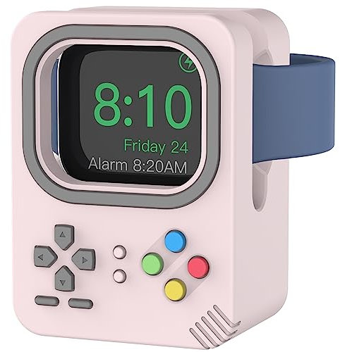 Delidigi for Apple Watch Charger Stand Silicone Charging Holder Dock for iWatch Ultra 2 Series 10 9 8 7 6 SE 5 4 3 2 1 (49mm, 46mm, 45mm, 44mm, 42mm, 41mm, 40mm, 38mm), Supports Nightstand Mode(Pink)