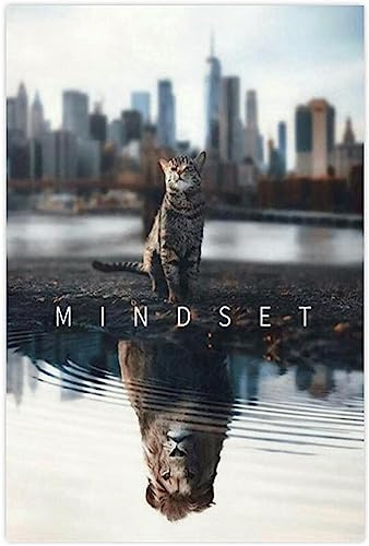 MHLCMG Leinwand Malerei Moderne Motivationsposter Positive Mindset Bilder Wandkunst Katze Tiger Tier Poster Kunstdruck Bild Wand Wohnzimmer Schlafzimmer Dekor Kein Rahmen (80X120CM)