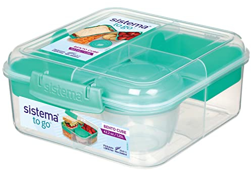 Sistema To Go fiambrera bento | Fiambrera con tarrina para yogur o fruta | 1,25 l | Verde Azulado