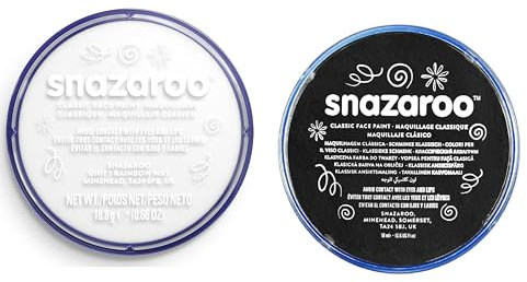 SK INFINITY | Classic Face Paint | Body Paint 18 ml Professional Water Based | Single Cake Makeup Supplies for Adults, Kids ,Halloween , Body Painting (BLACK & WHITE)