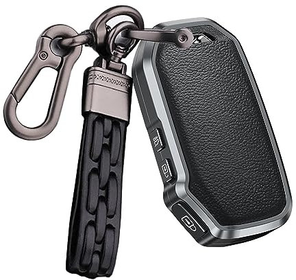 ontto Autoschlüssel Hülle Schlüsselhülle Passt für Kia Sportage Sorento K4 Cerato Forte Stonic Soul K3 Telluride SX Ceed Seltos Schlüsselanhänger Metall Leder Schlüssel Schutz Etui 3 Taste-B Schwarz