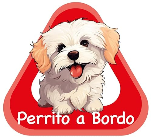 Aufkleber Baby an Bord aus selbstklebender Vinylfolie (Hund Bichon Malteser 1)