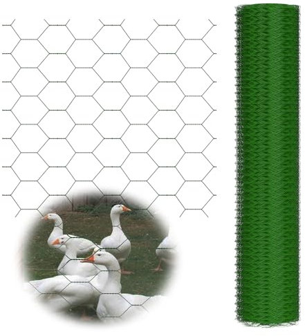 Schweißgitterzaun als Gartenzaun Wildzaun Maschendrahtzaun 50cm Höhe, PVC Beschichtetes Kunststoffnetz, Gartendrahtgeflecht Rattensichere Mesh Folie, Länge 25m