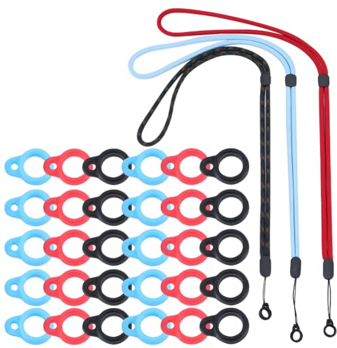 GORGECRAFT 48-Teiliges Anti-Verlust-Halsketten-Lanyard-Set Inklusive 3 Anti-Verlust-Anhänger Nylonband Schnurhalter 45Stk 3-Farben-Silikon-Gummiringen Für Schlüsselanhänger Outdoor-Aktivitäten 8mm
