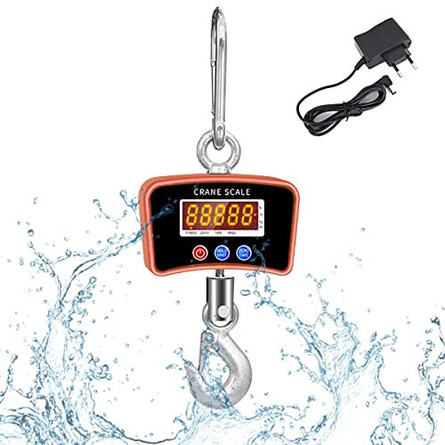 ZzzaNa Báscula de grúa digital industrial 1100 lb / 500 kg Báscula de grúa de servicio pesado Báscula de pesaje electrónica recargable con sensores precisos for granja y fábrica Balanzas (Color : Ora