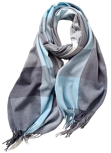 Générique Christmas 2024 Christmas Plaid Long Blanket for Women Big Winter and Autumn Warm Scarf Big Tartan-Schals Wickelschal Blume Perlmutt, hellblau, One size