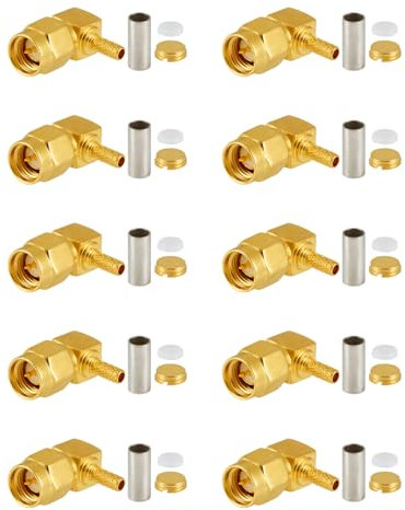 Vecys 10 PCS SMA Connettori SMA Maschio Angolo Retto Crimpare a Connettore per RG316 RG174 RF Coassiale Cavo