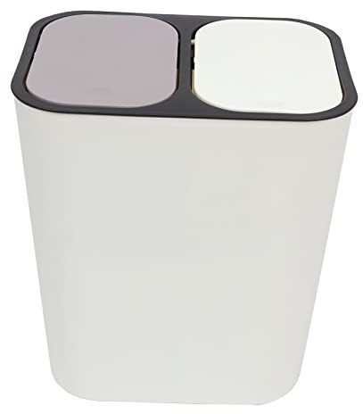 NIYANGLE Organisateur De Stockage De Blanchisserie Double Ordures Peut Bacs Avec Couvercles Poubelle Double Compartiments Double Poubelle Corbeille Vintage Blanche Décorer Rectangle Bureau