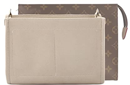 Senral Geldbörsen-Organizer-Einsatz, passend für Kulturbeutel, 26 Handtaschenformer, Premium-Mikrofaser-Organizer mit goldfarbenem Clip, Vachetta-Gurt, umwandelbare Schultertasche (Organizer und