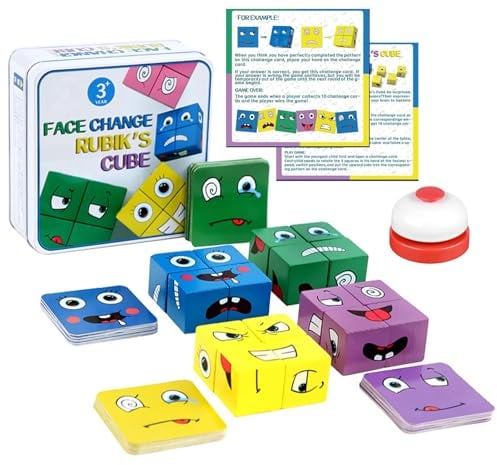 Holzwürfel Puzzle,Sensorik Spielzeug,Bunte Zauberwürfel Baustein Spielzeug Pädagogisches für Kinder ab 3 Jahren,Interaktion Spielzeug Holz Matching Game für Kinder Thinking(Schnappglockel)