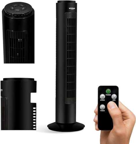 Wintem Airy Ventilatore a Torre, Design Elegante, Prestazioni Eccezionali, Telecomando Incluso