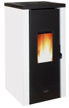 Suinga Pelletofen Pegaso Vera, 7,7 kW, hohe Effizienz und Design mit beheizter Oberfläche, Schwarz