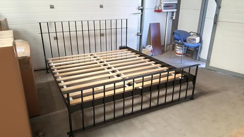Tomar Metall Gefängnis Bett 180x200 mit niedrig Fussteil, inkl. Rollroste, Handarbeit