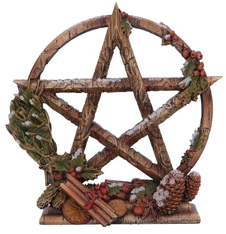 Nemesis Now Season of The Pentagramm Figur, Harz, Gold/Rot (Winter), 16,5 cm