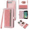Asuwish Phone Case for iPhone 7plus 8plus 7/8 Plus Zipper Wallet Cell Cover with Tempered Glass Screen Protector Strap Bling Glitter Flip Card Holder i Phone7s 7s + 7+ 8s 8+ Phones8 7p 8p Women Pink