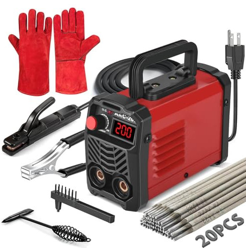 Hpoouo - Soldador de varillas de 200 amperios, 20 amperios, máquina de soldadura portátil supermini, máquina soldadora inversora IGBT de 110 V con fuerza de arco de arranque en caliente antiarañazos,