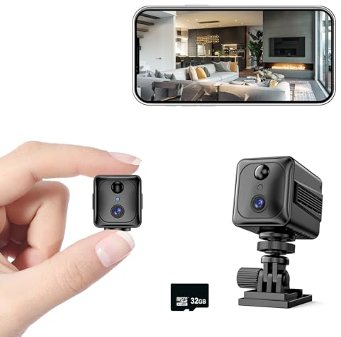 HYCENCY Mini Kamera WLAN 4K HD WiFi Überwachungskamera Innen mit Live Übertragung Handy App, Bewegungserkennung, Nachtsicht, Cloud Speicher & 32GB Speicherkarte