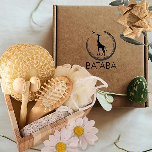 BATABA Coffret cadeau Spa Relax, Coeur en bois avec accessoires pour le bien-être et le soin de soi, cadeau pour femme et homme, cadeau Saint Valentin, anniversaire, cadeau pour maman, cadeaux de Noël