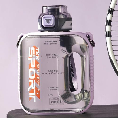 AHDFY Water Bottles with Straw & Flip Cap 2 in 1 Lid, Large Water Bottle Sport Water Bottle, Gym Drinks Bottle Leak Proof Hydration Water Bottles,purple,2000mL