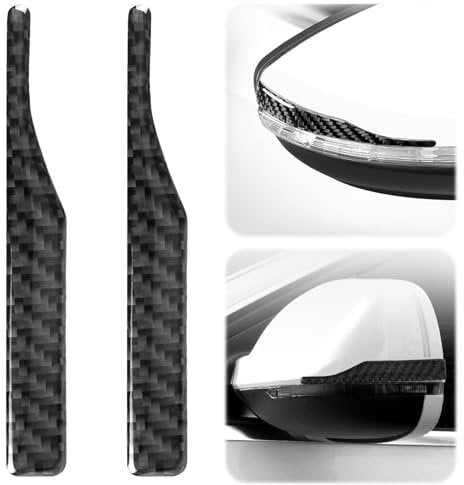 2 PCS Aufkleber Stoßstange für Rückspiegel Aufkleber, 12x1.8cm, Carbon-Faser Aufkleber für Autospiegel, Stoßstange Türschutz, Universell Anwendbare Rückspiegel Streifen Abdeckung, Schützen Ihr Auto