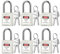 BOZZYS Verrous de verrouillage, cadenas Loto à clés différentes, anse en acier de 38 mm, corps en plastique avec codage laser personnalisé (BD-GT06KD-6PCS-blanc, clé différente-2 clés par serrure)