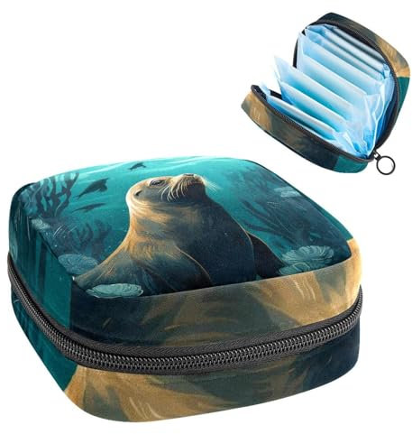 Sea Lion-614 - Borsa per coppette mestruali con cerniera, per assorbenti igienici, per ragazze, donne e donne