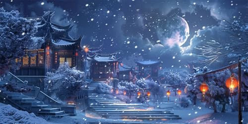 Petite Ville Peinture par Numero Adulte Paysage Enneigé Peinture par Numero Adulte Grand Format XXL 90x180cm, DIY Peinture Numero Enfant Loisir Créatif, 3 Pinceaux et Pigment, Decoration Chambre