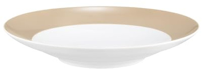 Seltmann Weiden Liberty Pure Colors Dusty Beige Suppenteller, 24 cm, Tiefer Teller mit farbigem Rand, Mix-&-Match-Geschirr, Spülmaschinen- und Mikrowellenfest, Porzellan, Beige