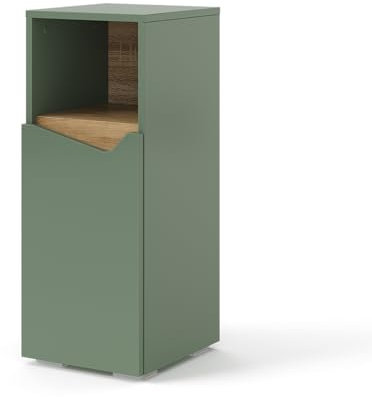 Vicco Midischrank Marelle, Grün/Artisan, 30 x 74.5 cm mit Tür und offenem Fach