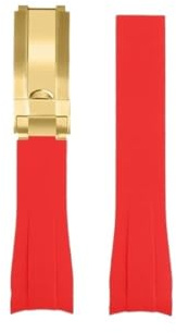 NBCNZCTSAS Silikonkautschuk-Uhrenarmband, passend for Rolex, passend for Daytona, passend for Submariner Yacht Master, 20 mm, einfarbig, schwarz, blau, rot, grün, weiß, braun(Red-gold)