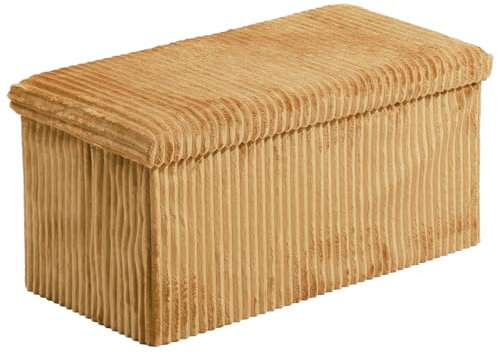 AKH HOUSEWARE 76 x 38cm Ottoman Storage Box with Lid Foot Bedside Stool for Bed Room, Living Room Furniture Velvet Storage Bench Toy Storage Box Ottoman Stool Seat (Beige, 76x38x38)