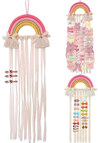Haargummi Aufbewahrung,Haarspangen Aufbewahrung Mädchen,Regenbogen Haarspangenhalter für Mädchen-Haarschleifen,Haarspangen Organizer für die Dekoration des Hauses,25 x 75 cm