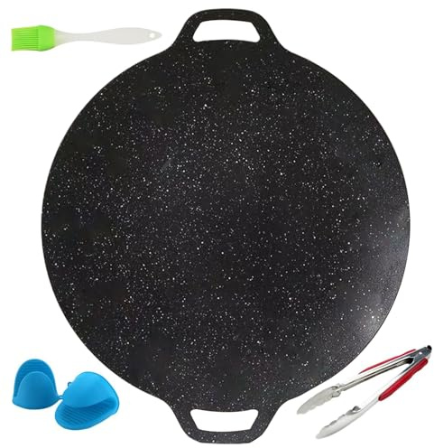 Xvilmaun Poêle Grill Coréenne, Poêle Grill en Fonte avec Revêtement Antiadhésif, Outils de Cuisine avec Brosse Gants et Pince, Pour Cuisson Induction et Électrique