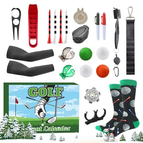 Golf Adventskalender 2025 Männer, 24 Tage Tees, Bälle Und Marker, Weihnachts Countdown Mit Golf Zubehör, Geschenk Für Erwachsene Anfänger,Herren, Enthusiasten, Männer Adventskalender 2025