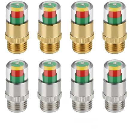 4Pcs Smart Tyre Pressure Monitor Valve Caps, 2026 New Copper Tyre Pressure Sensor, Tyre Pressure Caps for Cars, Trucks, SUVs (Gold) (8pcs)
