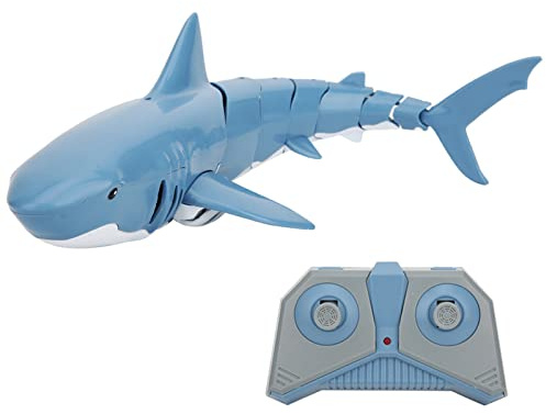 BSTCAR Jouet Requin télécommandé 2,4 GHz RC Simulation Jouets Requins plongeurs Jouets Aquatiques Rechargeables par USB Télécommande Jouet Bateau pour Enfants (Bleue)